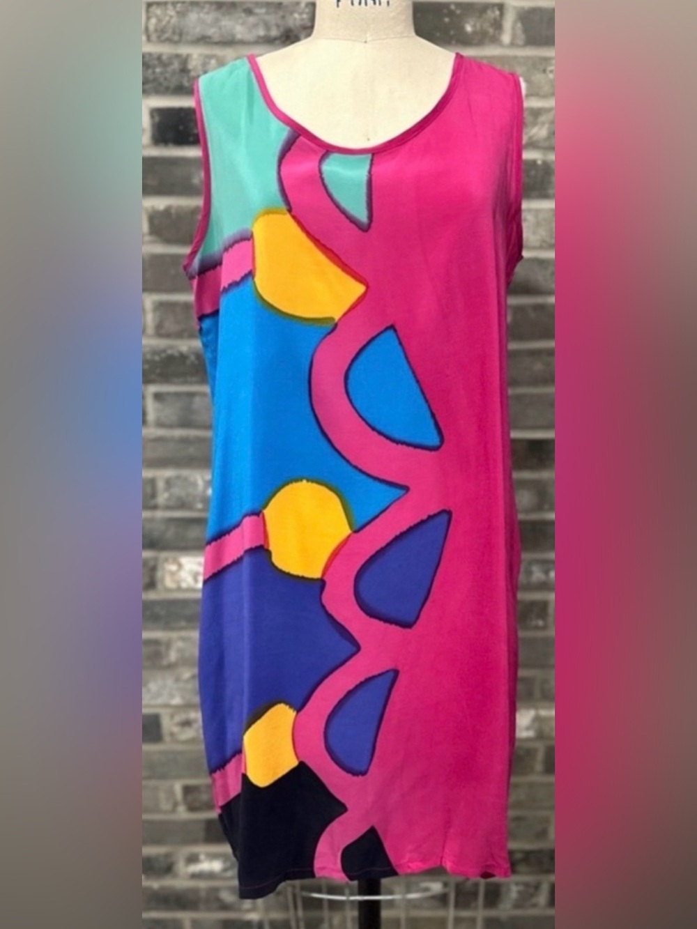 Vintage Mosswear 100% Silk Hand Painted Wearable Art Dress USA M